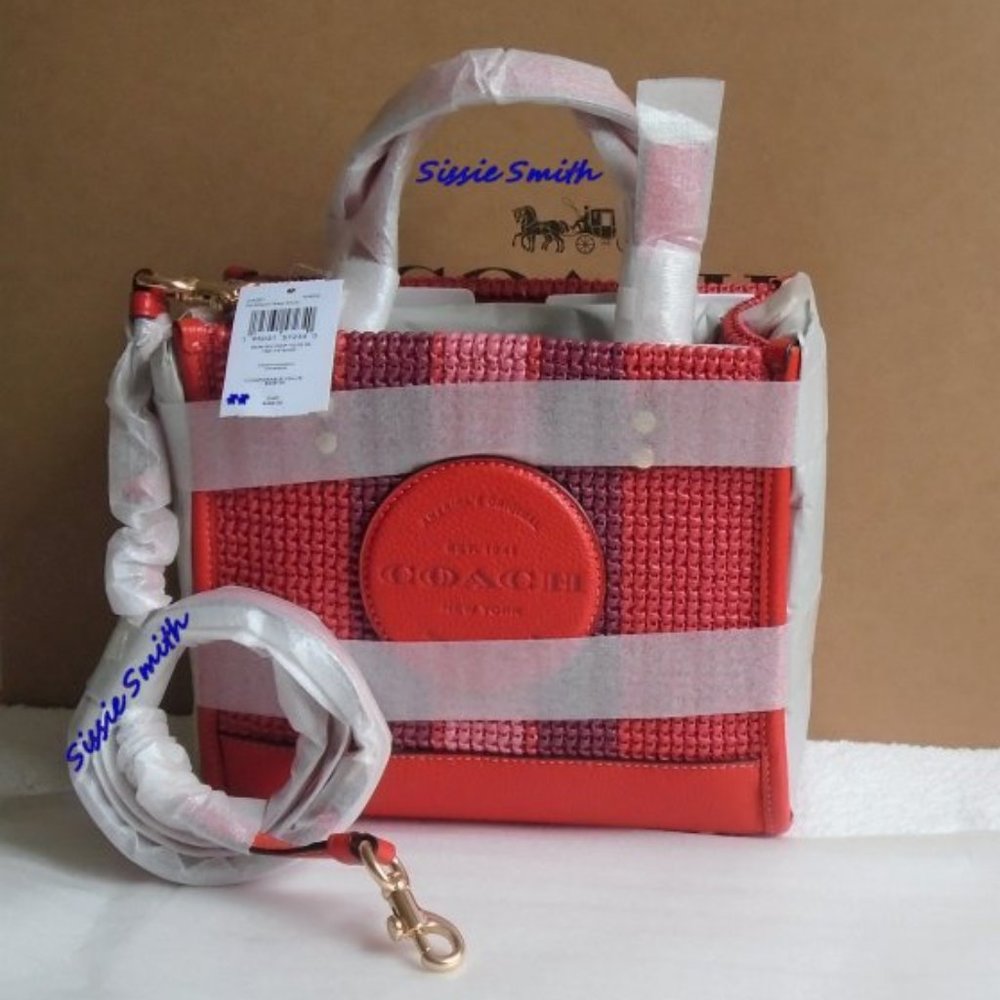 Coach Miami Red Dempsey Tote 22 with Coach Patch